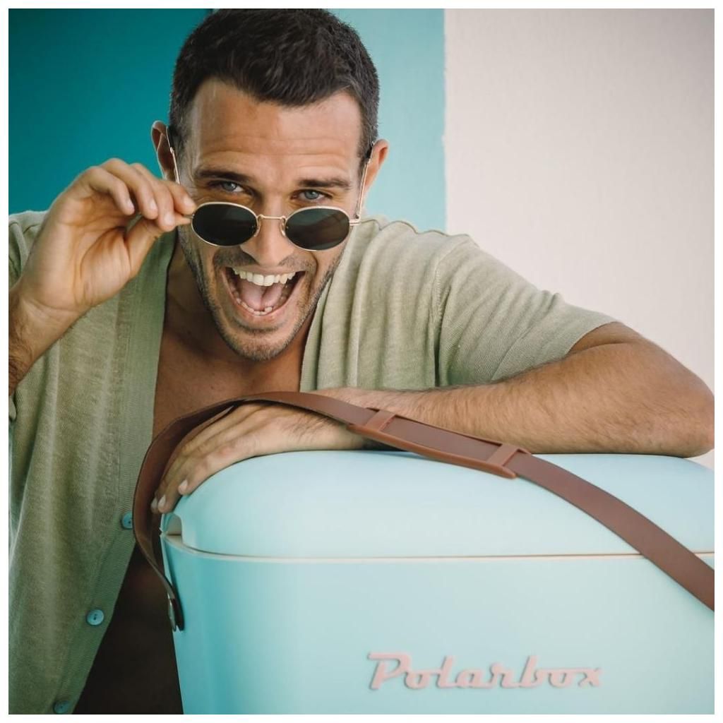 Glacière POLARBOX 20L Rose Pop – Design Rétro, Poignée Cuir, Couvercle Plateau, Isolation AIRPOP – Idéale Plage Camping Pique-Nique