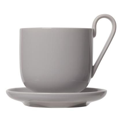 Tasse à café avec soucoupe RO, set de 2 pc, 290 ml, gris, Blomus