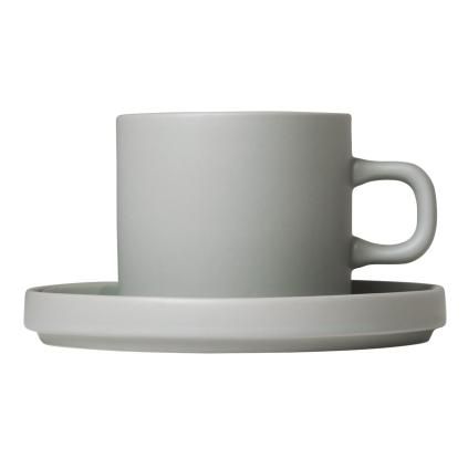 Tasse à café avec soucoupe PILAR 200 ml, gris clair, Blomus