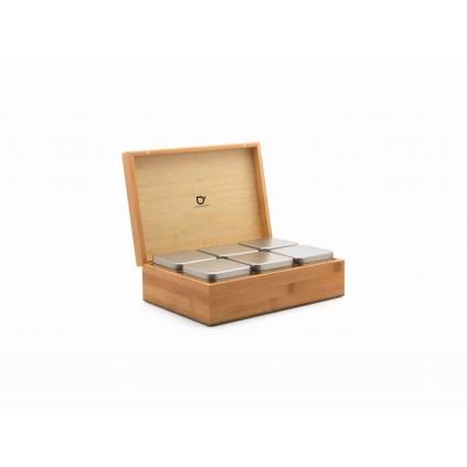 Boîte de rangement pour thé en vrac, 6 boîtes, bambou, Bredemeijer