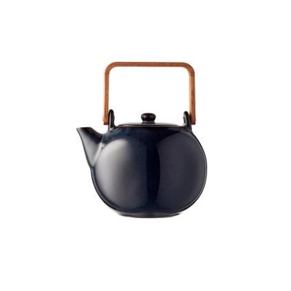 Théière 1,2 l, avec manche en bois, bleu, Bitz