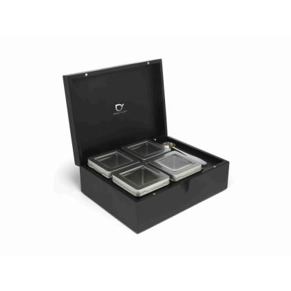 Boîte de rangement pour thé en vrac, 4 boîtes, avec cuillère mesure à thé, noir, Bredemeijer