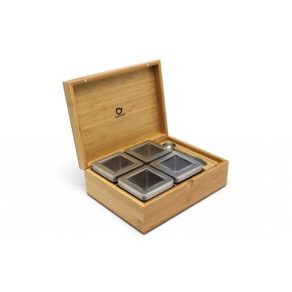 Boîte de rangement pour thé en vrac, 4 boîtes, avec cuillère mesure à thé, bambou, Bredemeijer