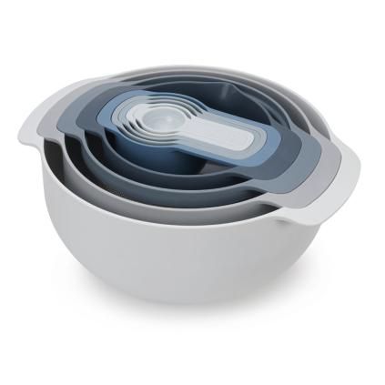 Ensemble de bol de cuisine NEST 40112, 9 pièces, avec passoire et tasses à mesurer, bleu, Joseph Joseph