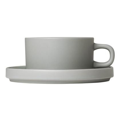 Tasse à thé avec soucoupe PILAR, set de 2 pc, 170 ml, gris clair, Blomus