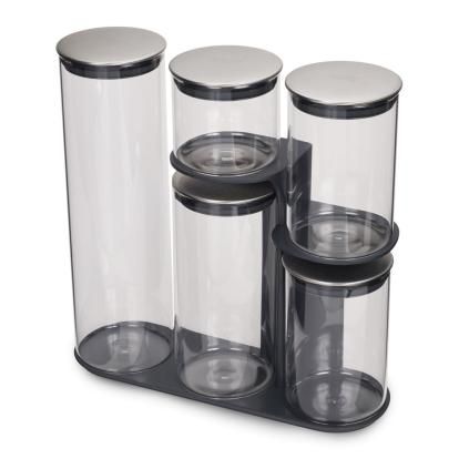 Bocaux de cuisine en set 100 COLLECTION, 5 pièces + support, Joseph Joseph