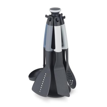 Ustensiles de cuisine en set ELEVATE, avec support rotatif, bleu, Joseph Joseph