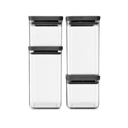 Boîte de conservation pour aliments TASTY PLUS, set de 4 pc, gris foncé, plastique, Brabantia