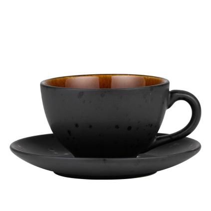 Tasse à thé avec soucoupe 220 ml, noir/ambre, Bitz