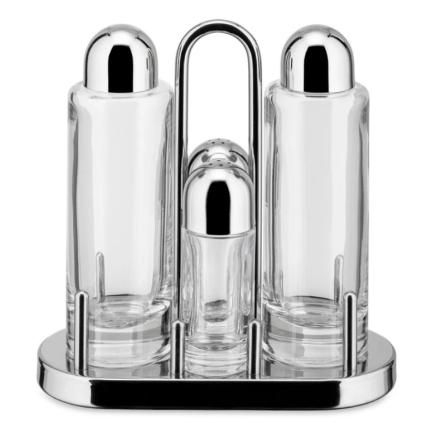 Service à condiments 5070 19 cm, inox et verre, Alessi