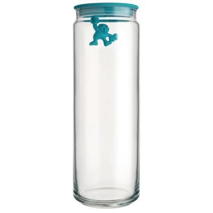 Bocal de rangement GIANNI 2 l, couvercle bleu, verre, Alessi