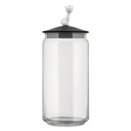 Bocal de nourriture pour chat MIOJAR 1,5 l, noir, verre, Alessi