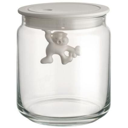Bocal de rangement GIANNI 750 ml, couvercle blanc, verre, Alessi
