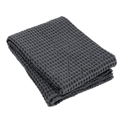 Serviette de bain CARO 70 x 140 cm, gris foncé, Blomus