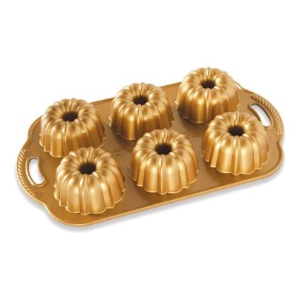 Moule à gâteau ANNIVERSARY BUNDLETTE BUNDT , pour 6 minibundt cakes, gold, Nordic Ware
