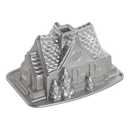 Moule à gâteau bundt GINGERBREAD HOUSE, argent, Nordic Ware