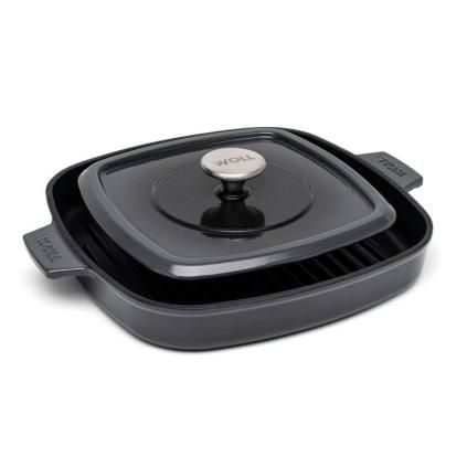 Poêle à griller IRON IND 24 cm, avec couvercle, grise, WOLL