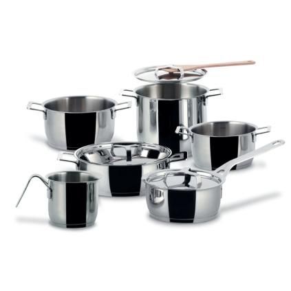Batterie de cuisine POTS & PANS, 9 pièces, acier inoxydable, Alessi