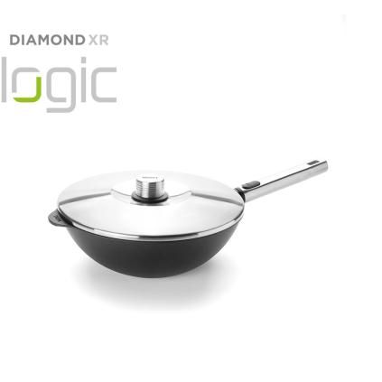 Wok DIAMOND PRO XR LOGIC 28 cm, avec couvercle, poignée amovible, WOLL