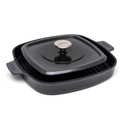 Poêle à griller IRON IND 28 cm, avec couvercle, grise, WOLL