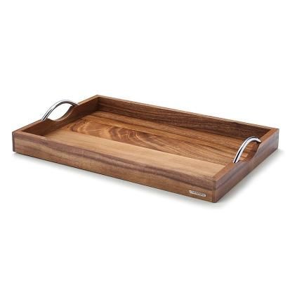 Plateau de service 53 x 36 cm, avec poignées, bois d'acacia, Continenta