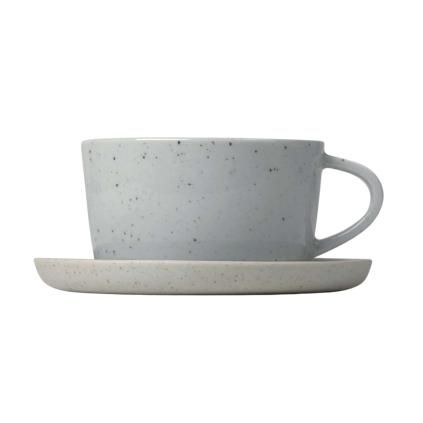Tasse à café avec soucoupe SABLO, set de 2 pc, 150 ml, gris, Blomus