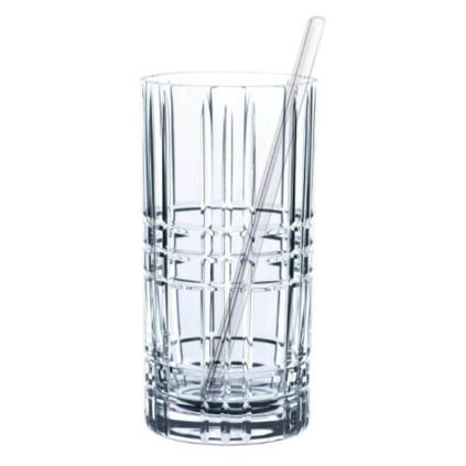 Verre haut avec paille en set TASTES GOOD, 4 x 445 ml, Nachtmann