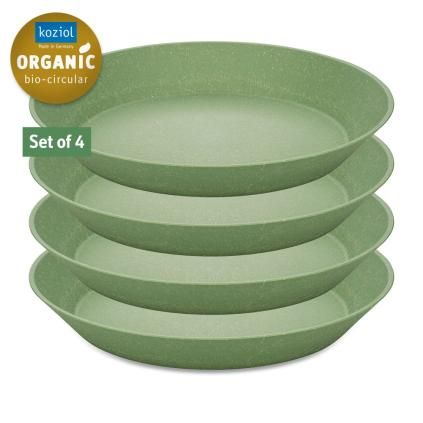 Assiette creuse en plastique CONNECT, set de 4 pc, 24 cm, vert feuille naturel, Koziol