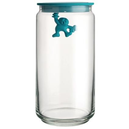 Bocal de rangement GIANNI 1,4 l, couvercle bleu, verre, Alessi