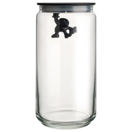 Bocal de rangement GIANNI 1,4 l, couvercle noir, verre, Alessi