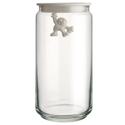 Bocal de rangement GIANNI 1,4 l, couvercle blanc, verre, Alessi