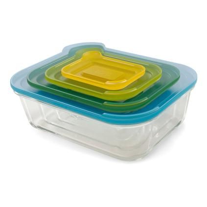 Boîte de conservation pour aliments NEST, set de 4 pc, en verre, Joseph Joseph