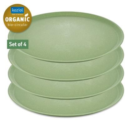 Assiette en plastique CONNECT, set de 4 pc, 25,5 cm, vert feuille naturel, Koziol