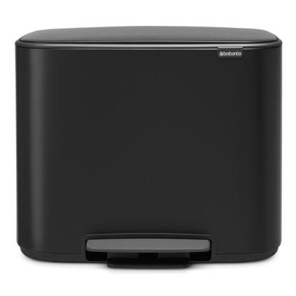 Poubelle à pédale BO 11 + 23 l, noir mat, Brabantia