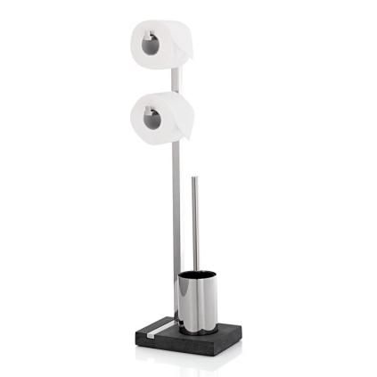 Porte papier toilette sur pied avec porte papier toilette supplémentaire et brosse WC MENOTO, Blomus