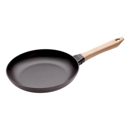 Poêle à frire 26 cm, manche en bois, fonte, Staub