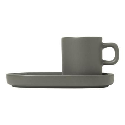 Tasse à espresso avec soucoupe PILAR, set de 2 pc, 50 ml, gris foncé, Blomus