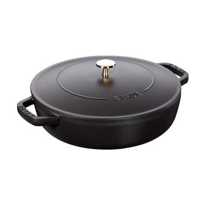 Faitout 28 cm, couvercle auto-obturant, noir, en fonte, Staub