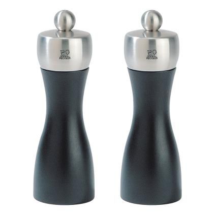 Set de moulins à sel et poivre FIDJI 15 cm, noir mat/acier inoxydable, Peugeot