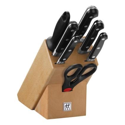 Bloc à couteaux et couteaux en set PROFESSIONAL "S", 8 pièces, avec aiguiseur à couteau et ciseaux, Zwilling