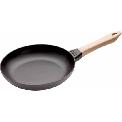 Poêle à frire 24 cm, manche bois, fonte, Staub