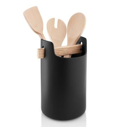Pot à ustensiles 20 cm, avec manche en bois, noir, Eva Solo