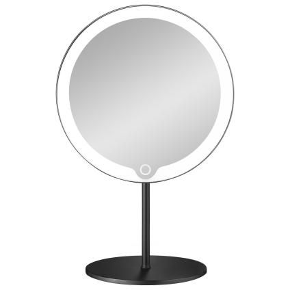 Miroir de maquillage MODO LED, grossissement 5 fois, noir, Blomus