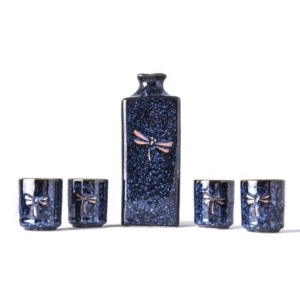 Set à sake DRAGONFLY, 5 pièces, bleu, MIJ