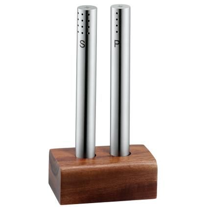 Set salière et poivrier, avec socle en acacia, WMF