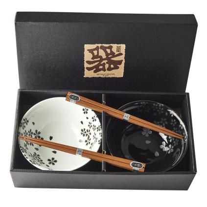 Bol SILVER SAKURA , set de 2 pc, 500 ml, avec baguettes, MIJ