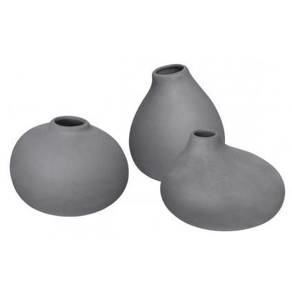 Vase NONA, set de 3 pc, gris foncé, Blomus