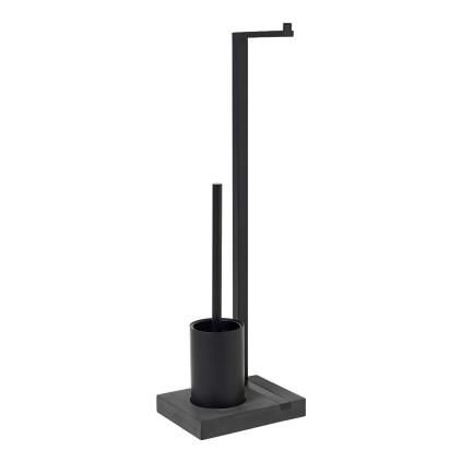 Porte papier toilette sur pied avec brosse WC, MENOTO, noir, Blomus
