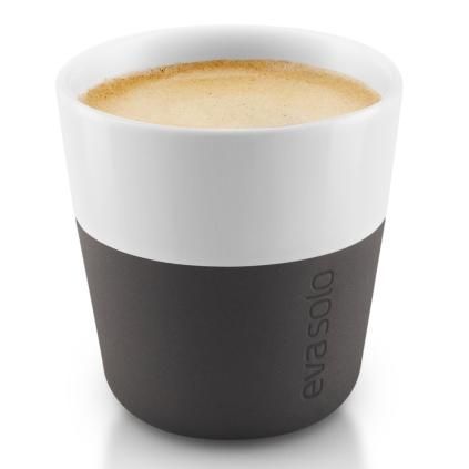 Tasse à espresso 80 ml, set de 2 pc, avec couvercle en silicone, noir de carbone, Eva Solo