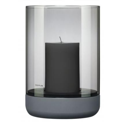 Lanterne CALMA 23 cm, gris, béton et verre, Blomus